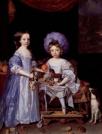 John Michael Wright Painting by John Michael Wright of Catherine Cecil and James Cecil, oil painting image